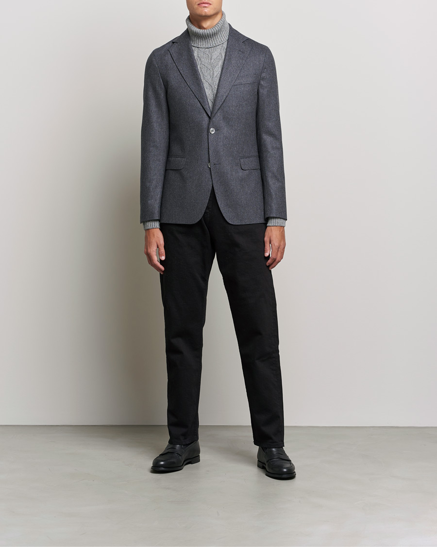 Homme | Blazers | Oscar Jacobson | Ego Wool Flannel Blazer Grey Melange