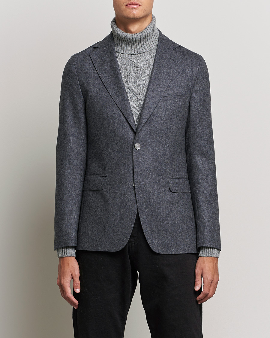 Homme | Blazers | Oscar Jacobson | Ego Wool Flannel Blazer Grey Melange