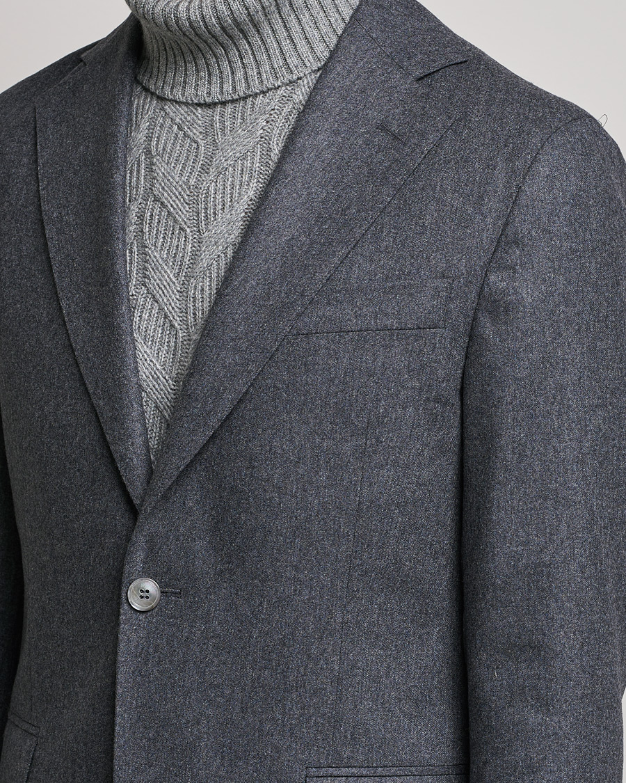 Homme | Blazers | Oscar Jacobson | Ego Wool Flannel Blazer Grey Melange
