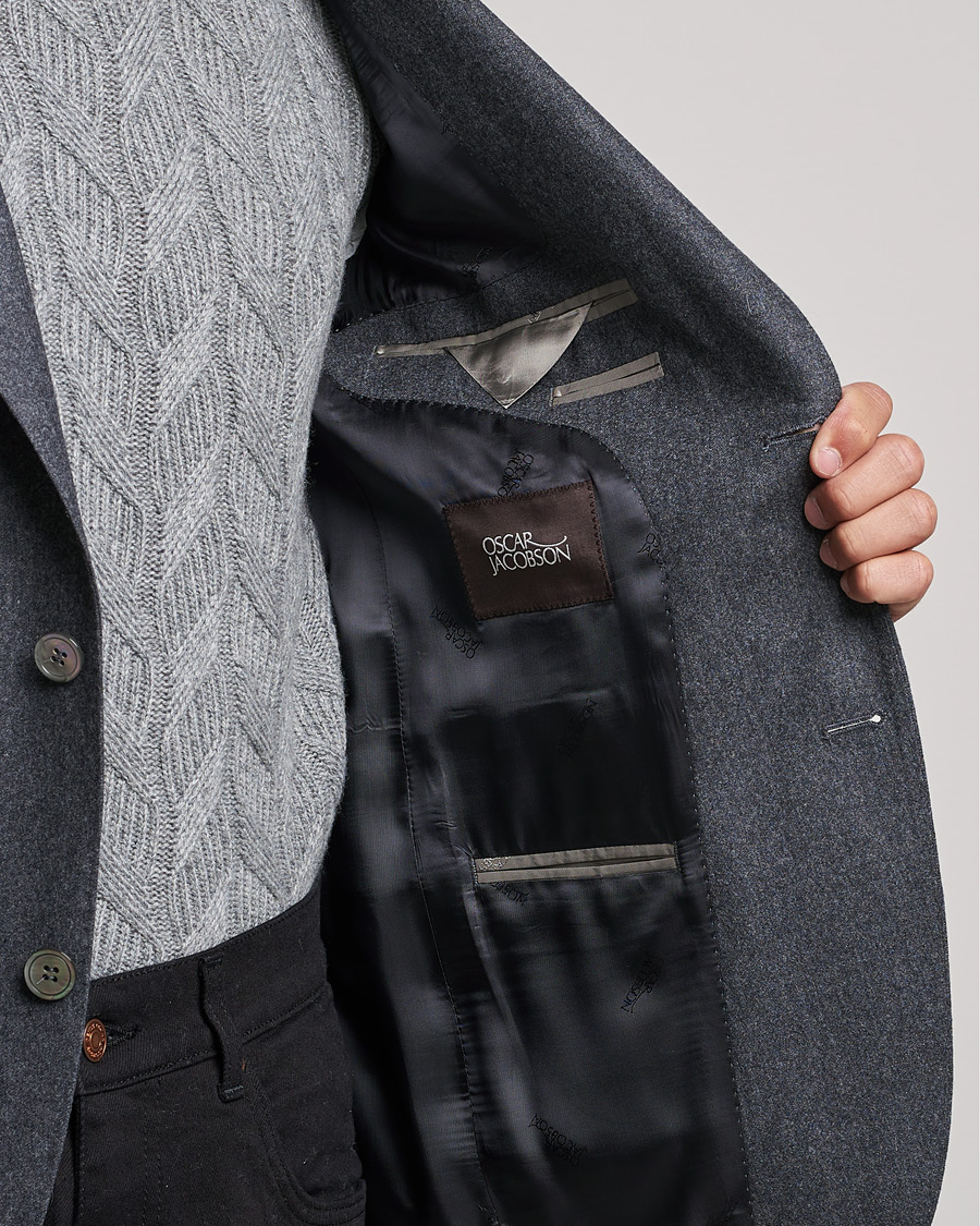 Homme | Blazers | Oscar Jacobson | Ego Wool Flannel Blazer Grey Melange