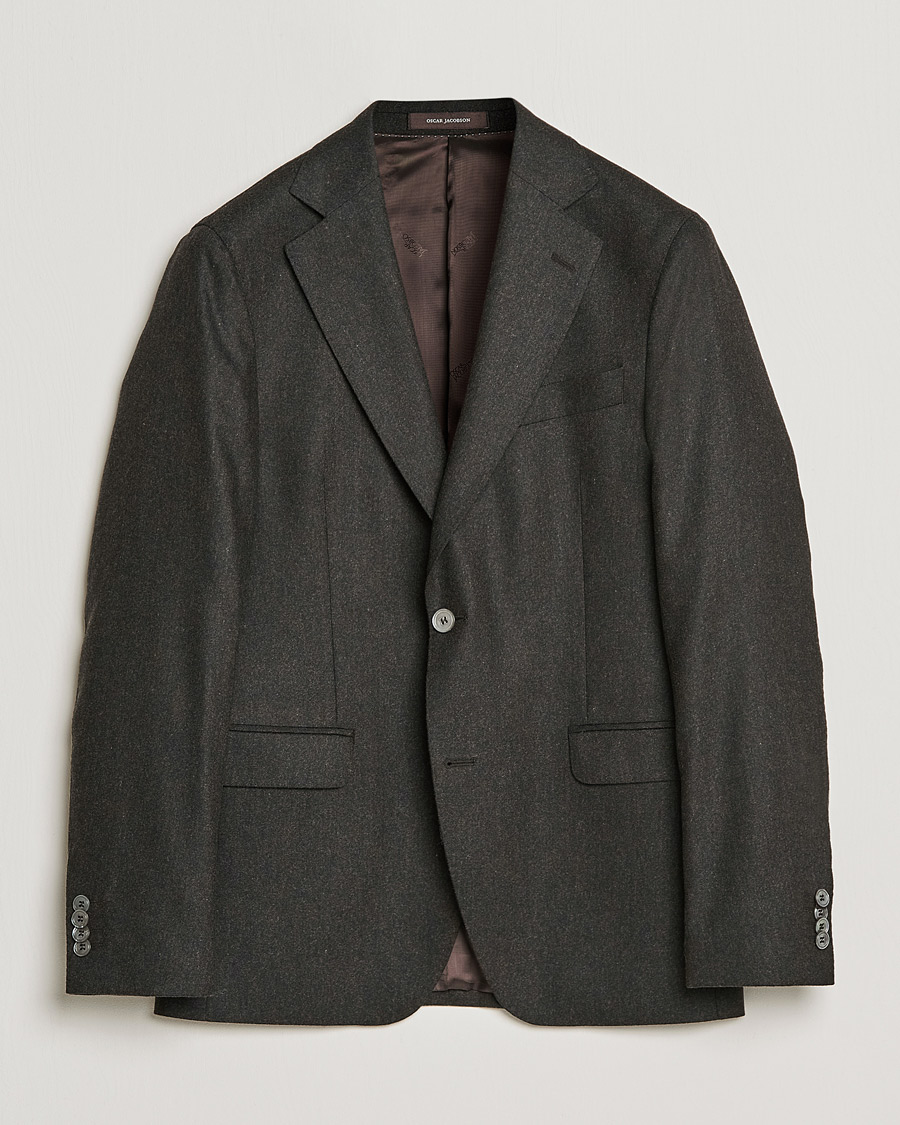 Homme | Blazers | Oscar Jacobson | Ego Wool Flannel Blazer Brown Melange