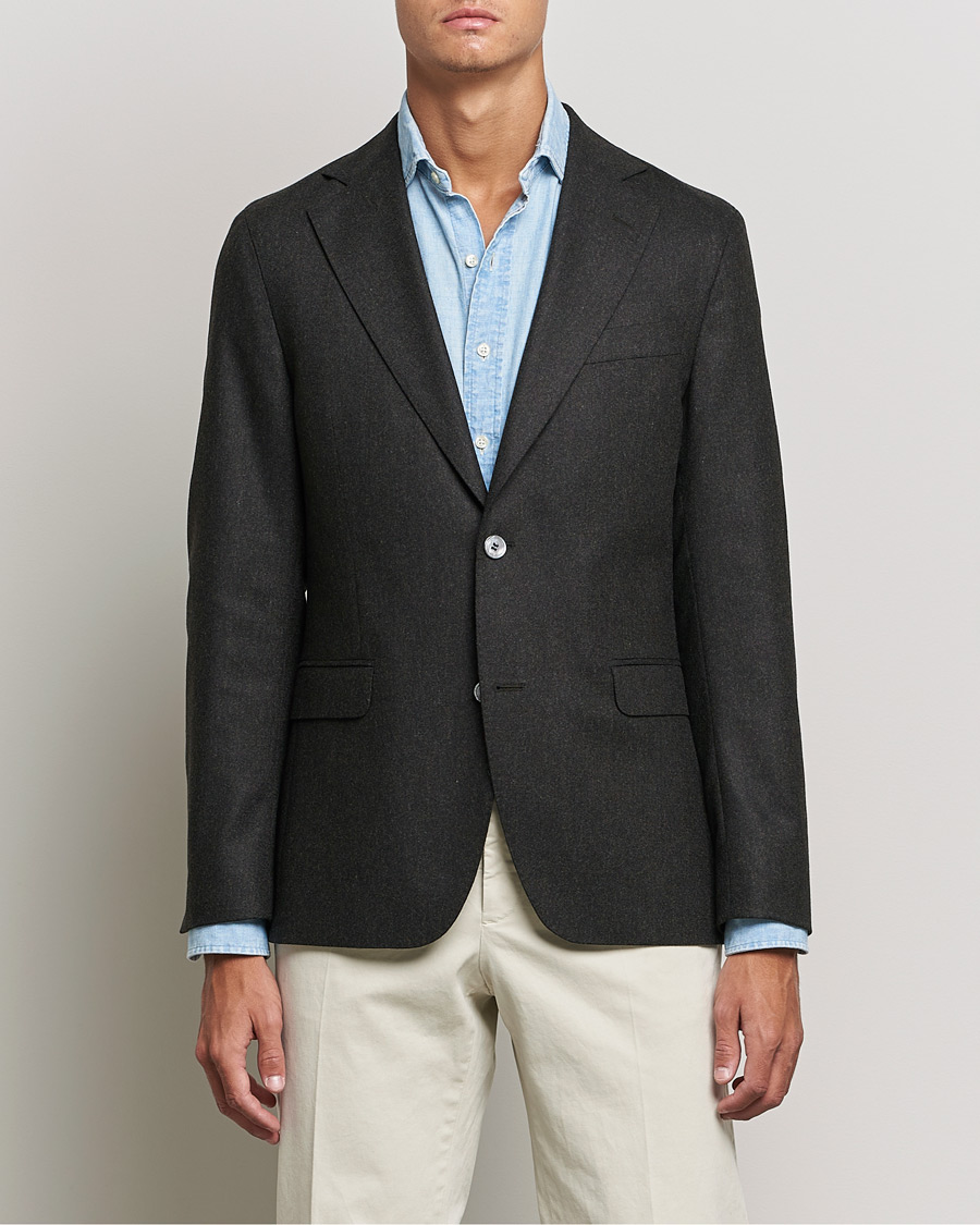 Homme | Blazers | Oscar Jacobson | Ego Wool Flannel Blazer Brown Melange