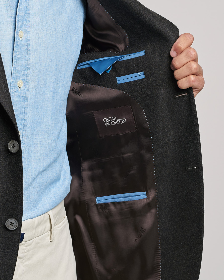 Homme | Blazers | Oscar Jacobson | Ego Wool Flannel Blazer Brown Melange