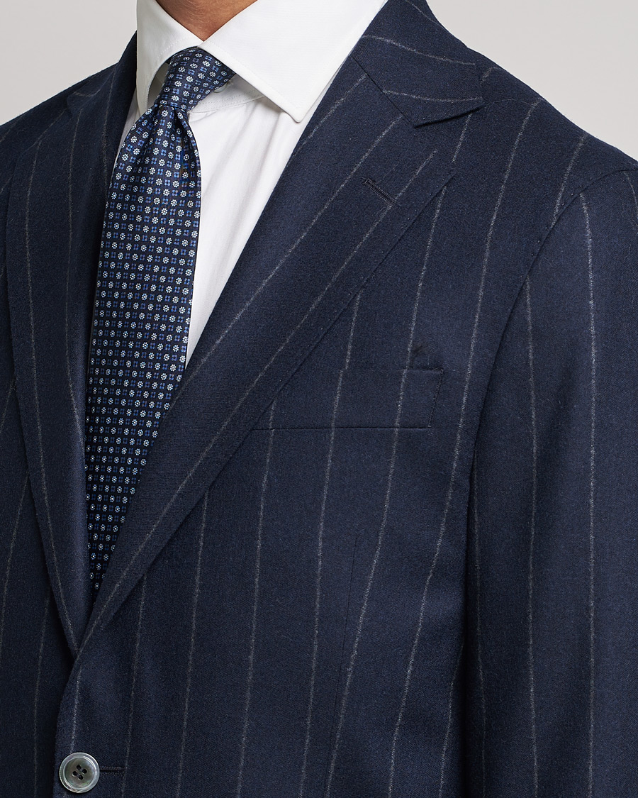Homme | Costumes | Oscar Jacobson | Ego Pinstripe Wool Flannel Suit Navy