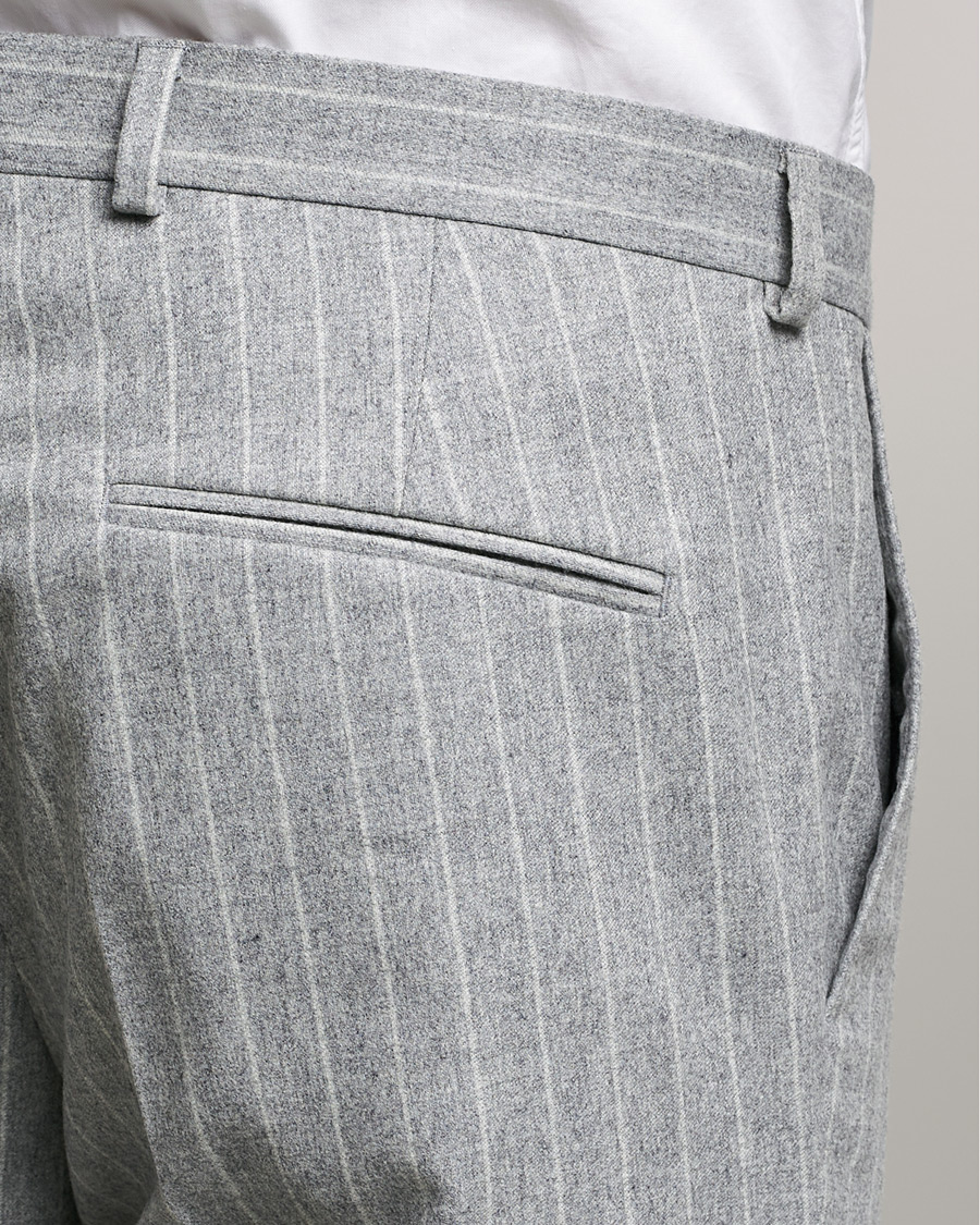 Homme | Costumes | Oscar Jacobson | Ego Pinstripe Wool Flannel Suit Grey Melange