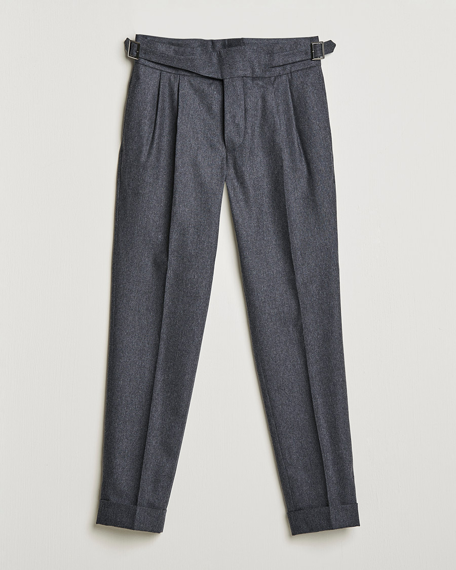 Homme | Pantalons | Oscar Jacobson | Gurkha Flannel Trousers Charcoal