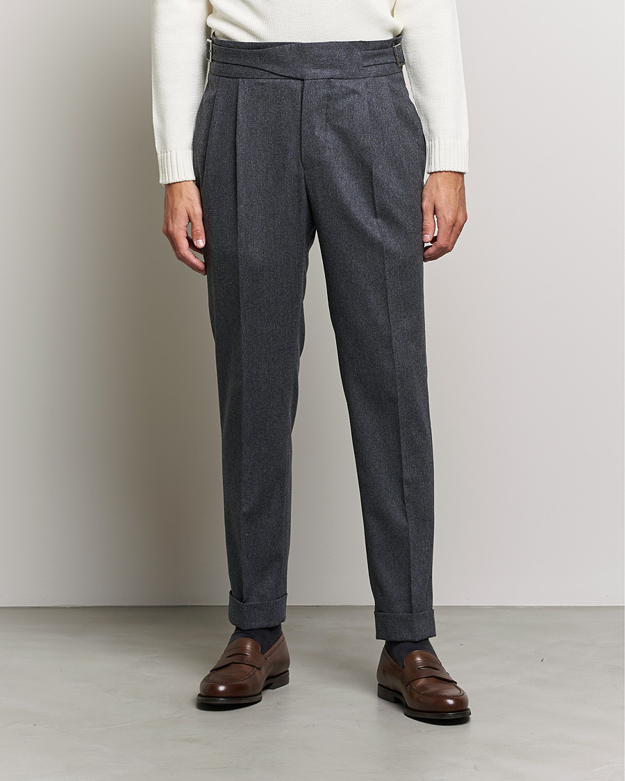 Homme | Pantalons | Oscar Jacobson | Gurkha Flannel Trousers Charcoal