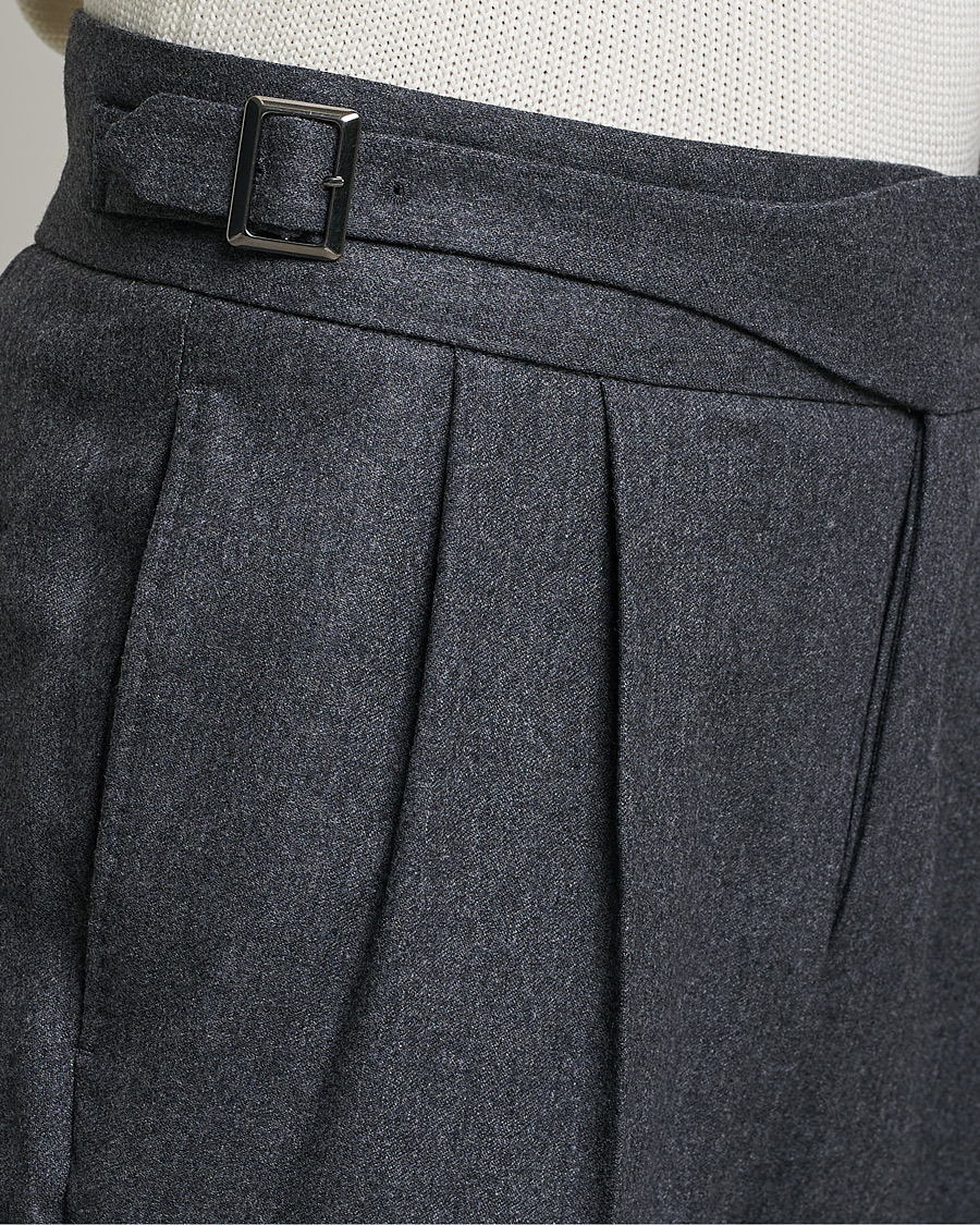 Homme | Pantalons | Oscar Jacobson | Gurkha Flannel Trousers Charcoal