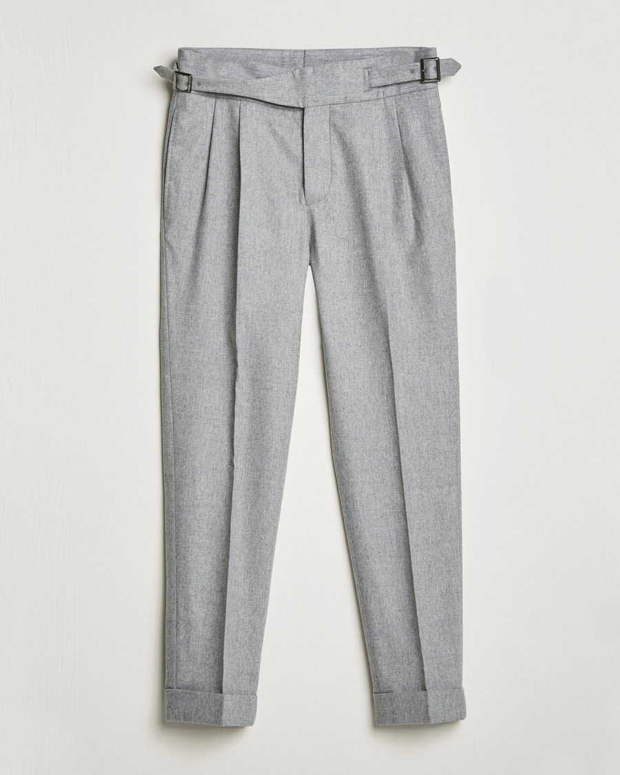 Homme | Pantalons | Oscar Jacobson | Gurkha Flannel Trousers Light Grey