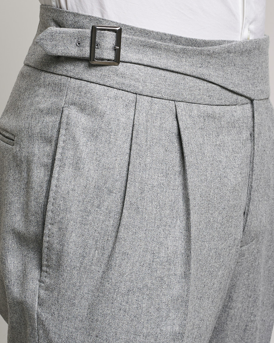 Homme | Pantalons | Oscar Jacobson | Gurkha Flannel Trousers Light Grey