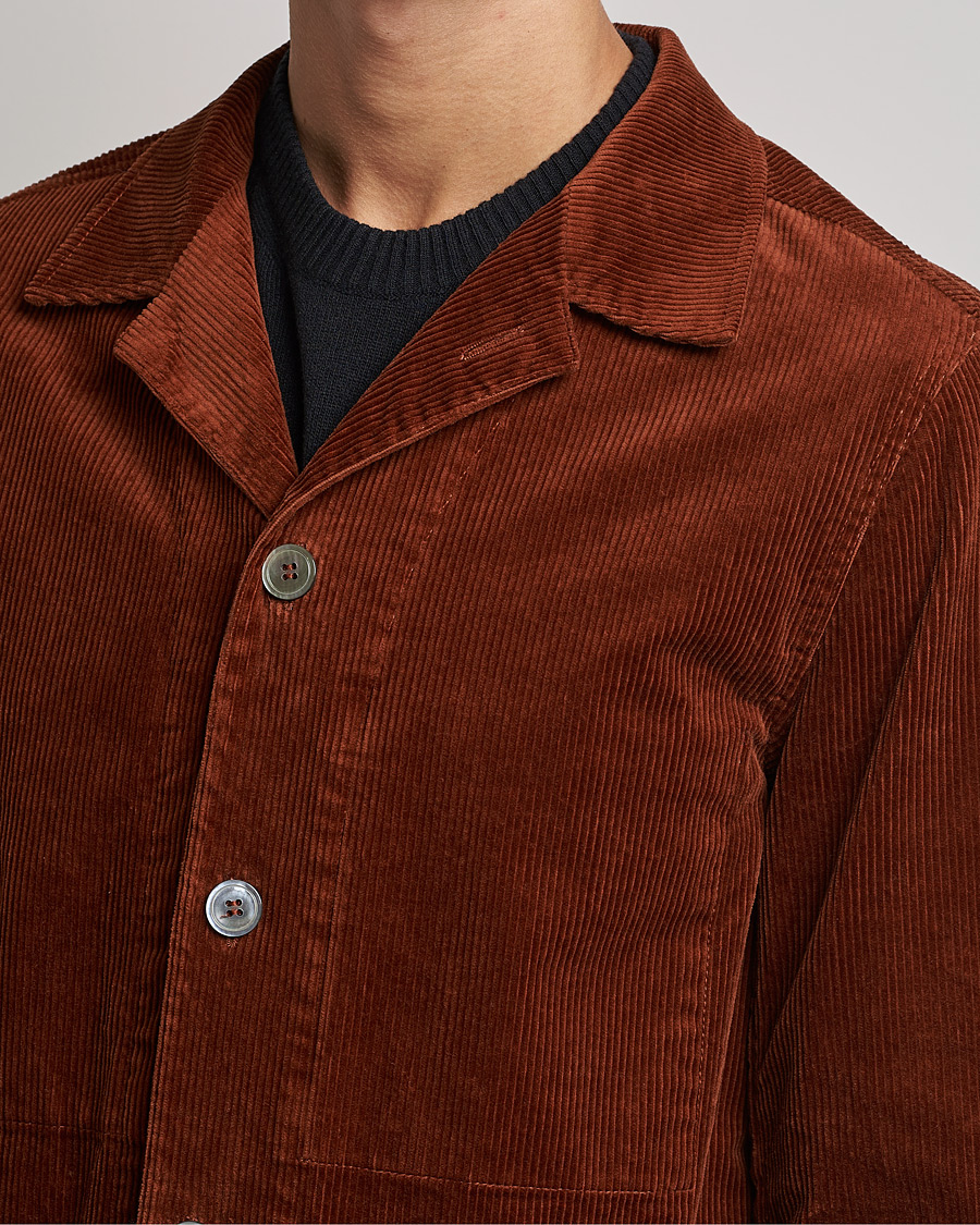 Homme | Chemises | Oscar Jacobson | Hampus Corduroy Shirt Jacket Orange