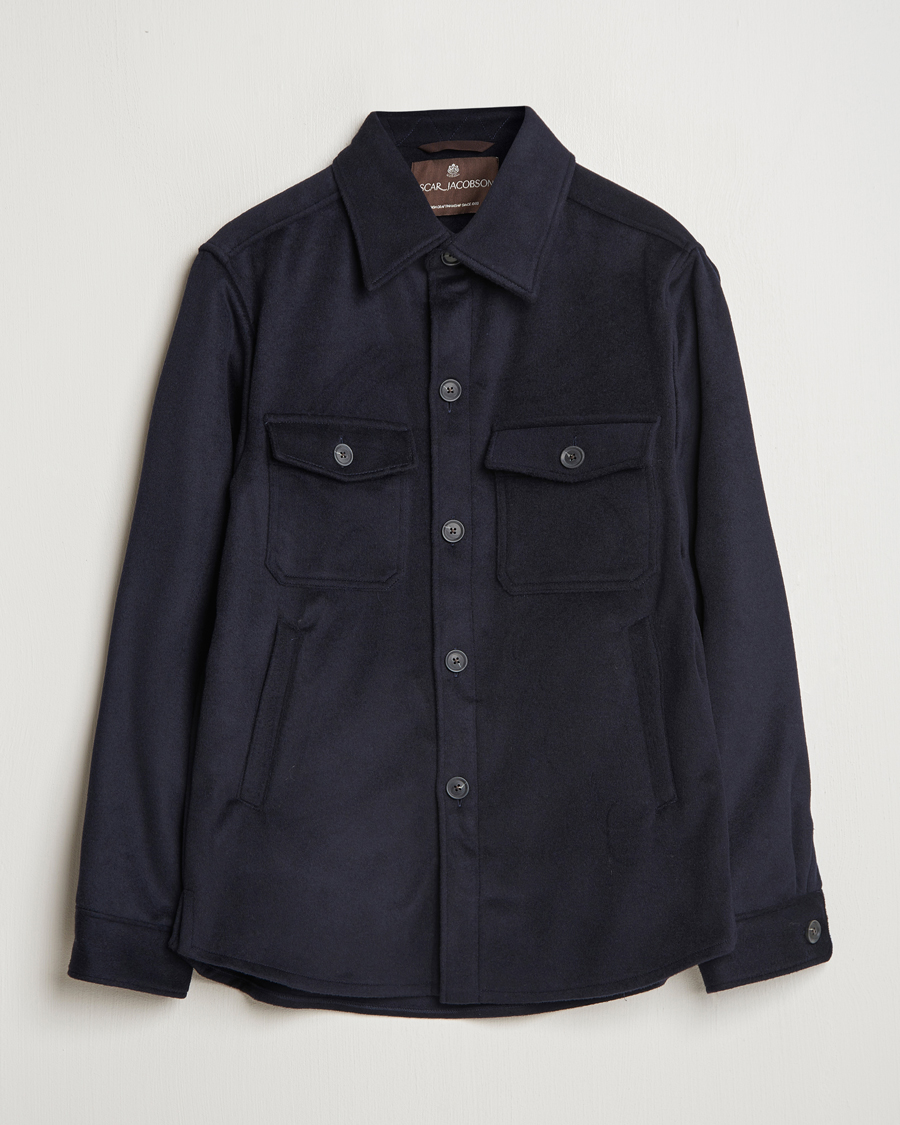 Homme | Chemises | Oscar Jacobson | Maverick Wool/Cashmere Shirt Jacket Navy