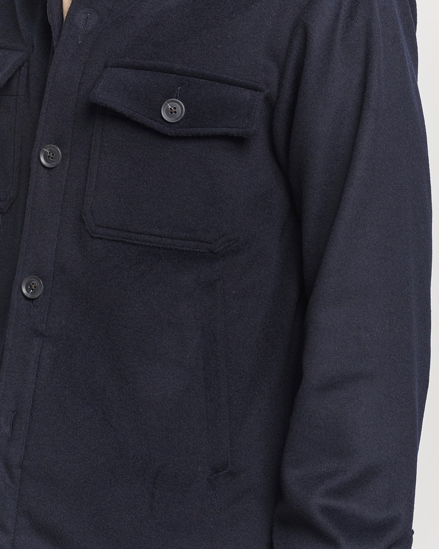 Homme | Chemises | Oscar Jacobson | Maverick Wool/Cashmere Shirt Jacket Navy