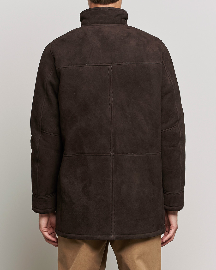 Homme | Manteaux Et Vestes | Oscar Jacobson | Carling Sherling Suede Coat Dark Brown