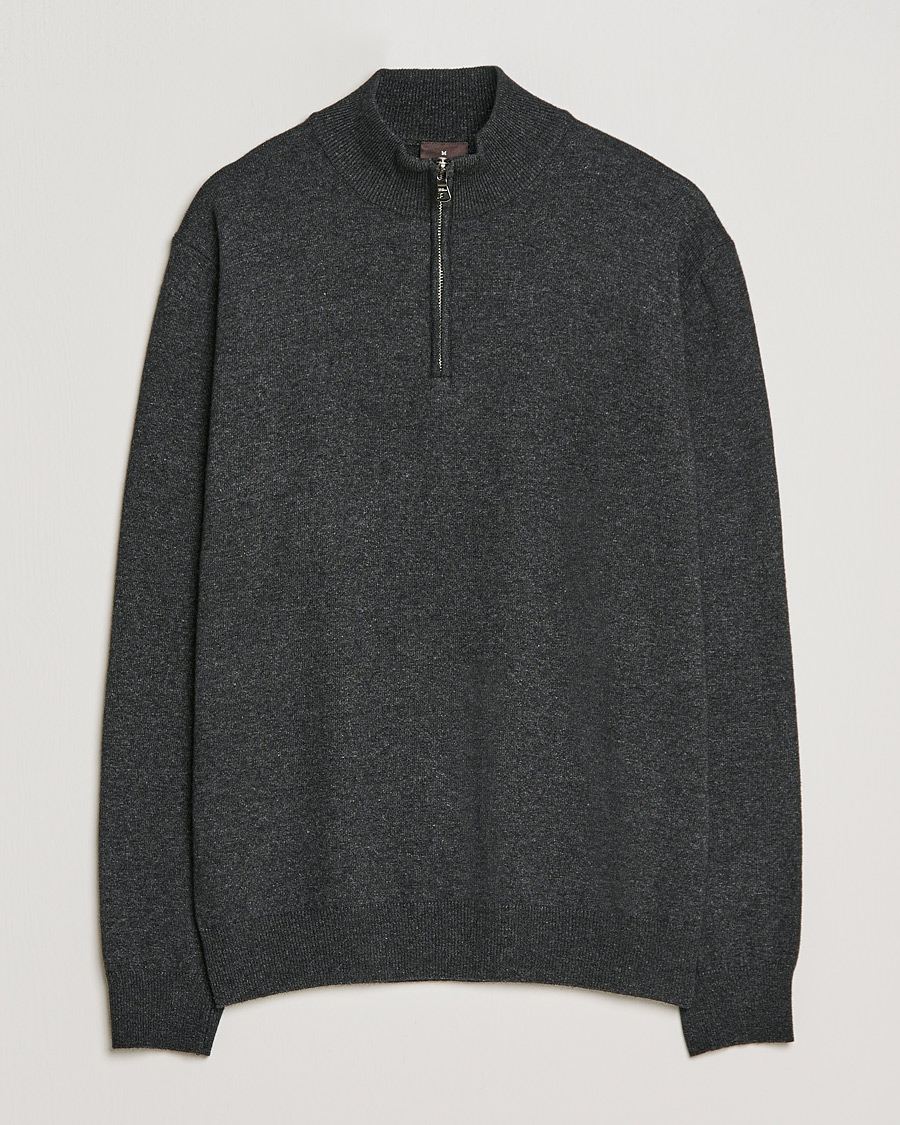Homme | Pulls Et Tricots | Oscar Jacobson | Patton Wool/Cashmere Half Zip Charcoal