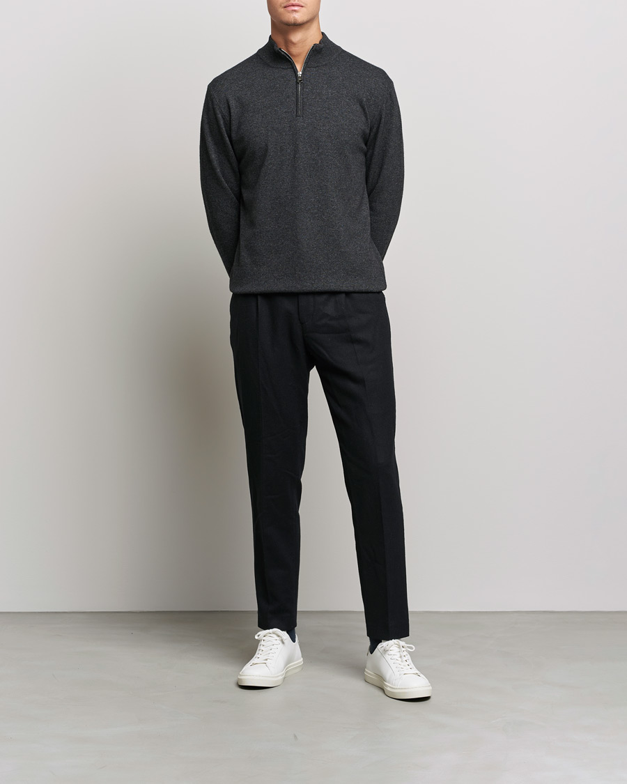Homme | Pulls Et Tricots | Oscar Jacobson | Patton Wool/Cashmere Half Zip Charcoal