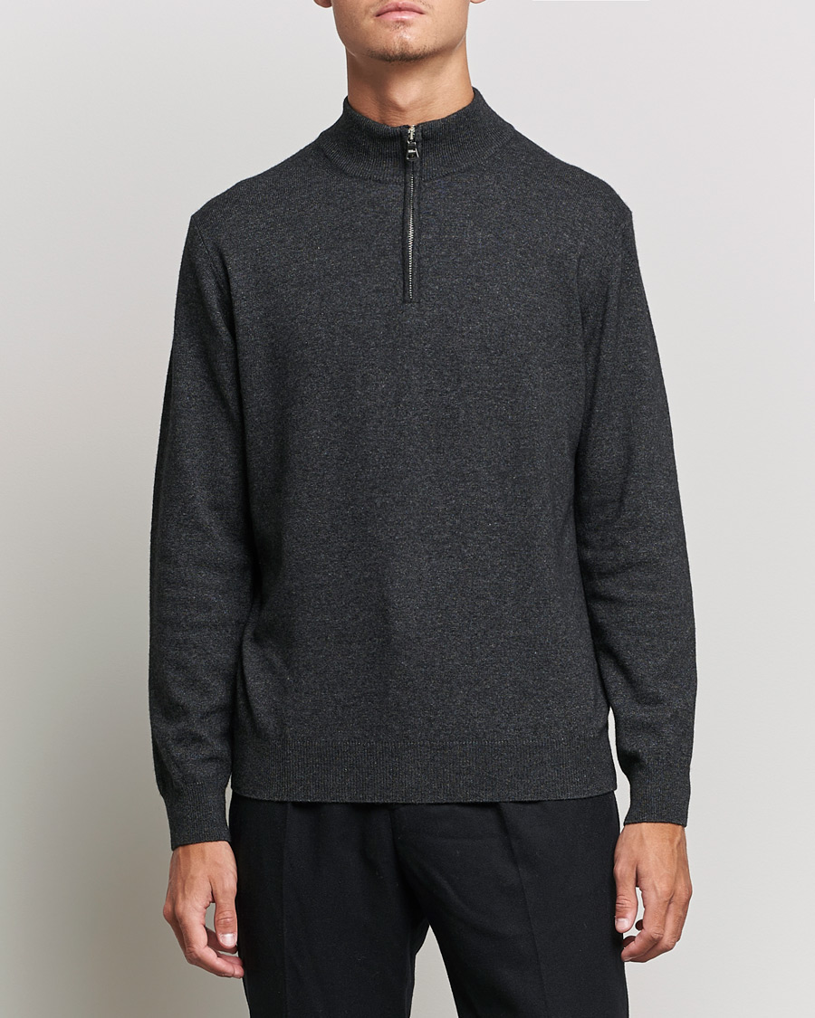 Homme | Pulls Et Tricots | Oscar Jacobson | Patton Wool/Cashmere Half Zip Charcoal
