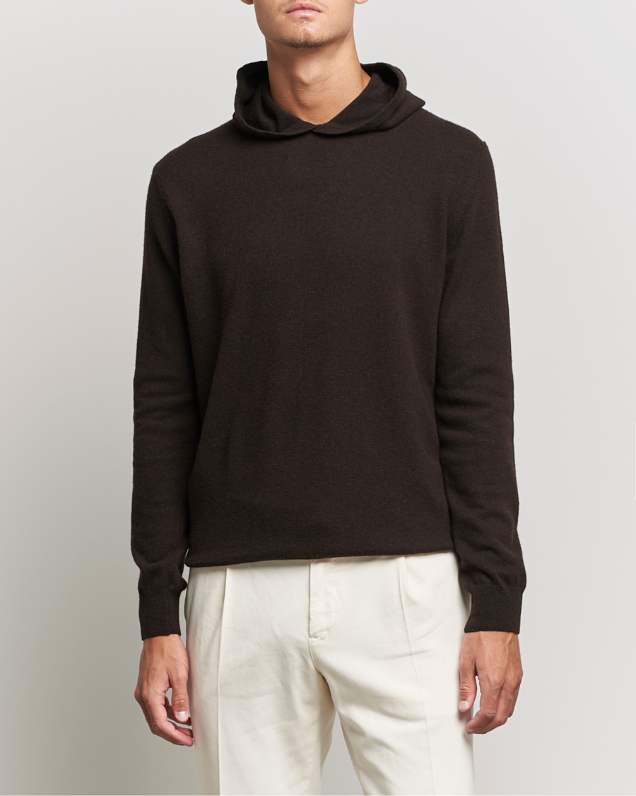 Homme | Pulls Et Tricots | Oscar Jacobson | Pascal Wool/Cashmere Hoodie Brown