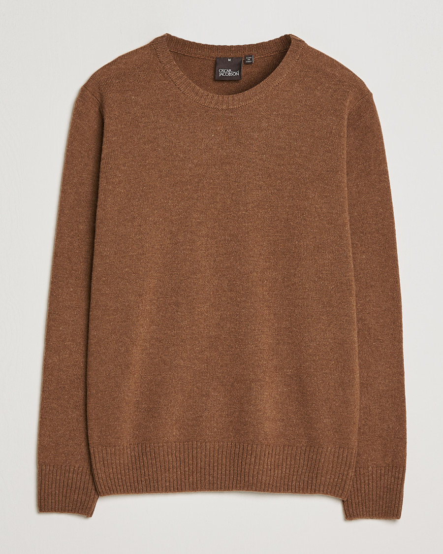 Homme | Pulls Et Tricots | Oscar Jacobson | Emerson Patch Wool Roundneck Brown