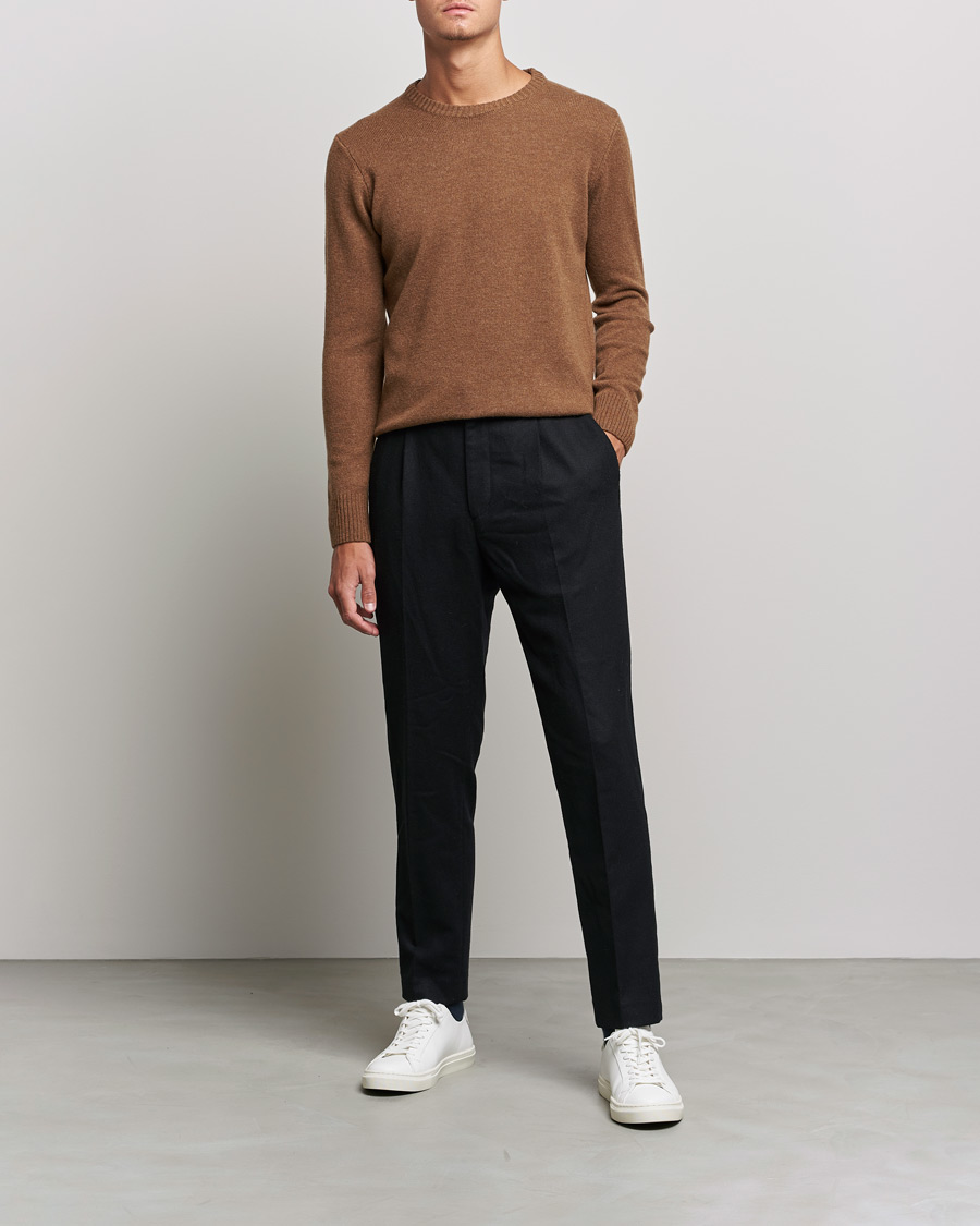 Homme | Pulls Et Tricots | Oscar Jacobson | Emerson Patch Wool Roundneck Brown