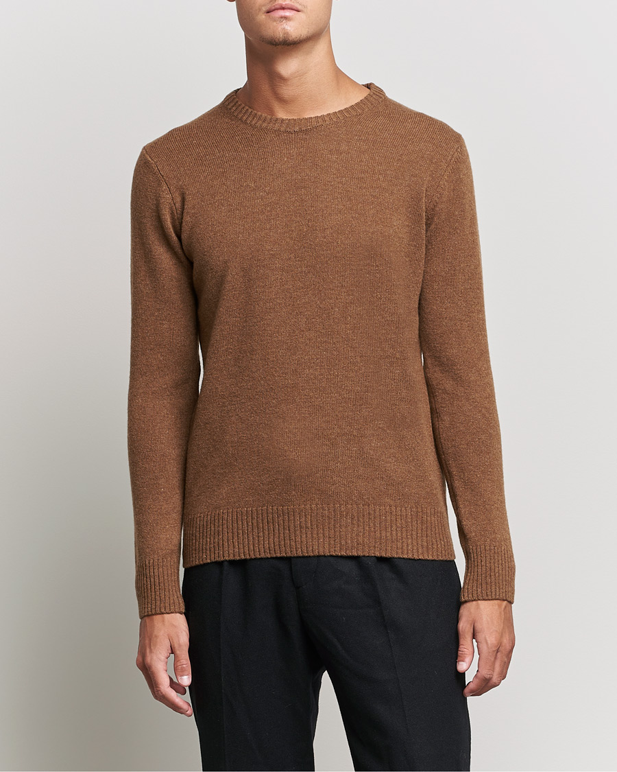 Homme | Pulls Et Tricots | Oscar Jacobson | Emerson Patch Wool Roundneck Brown