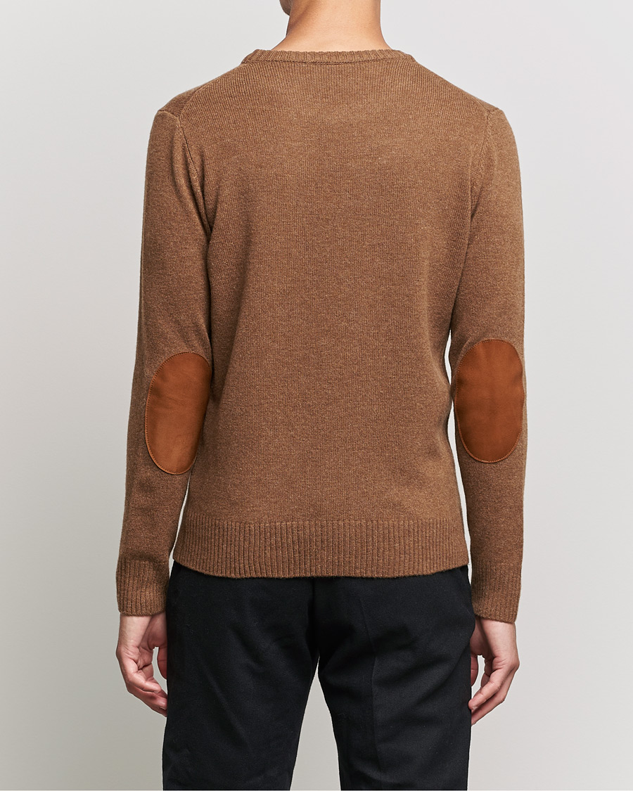Homme | Pulls Et Tricots | Oscar Jacobson | Emerson Patch Wool Roundneck Brown