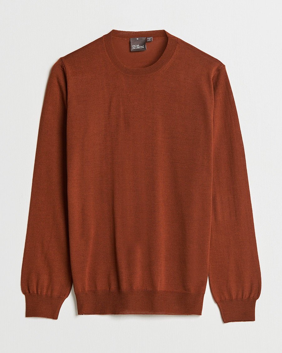 Homme | Pulls Et Tricots | Oscar Jacobson | Custer Extra Fine Merino Crew Neck Rust