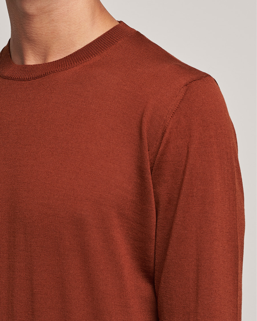 Homme | Pulls Et Tricots | Oscar Jacobson | Custer Extra Fine Merino Crew Neck Rust