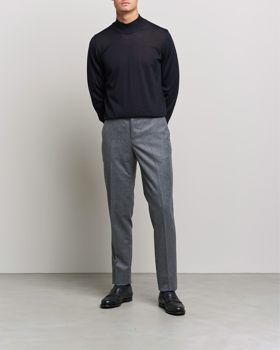 Homme | Pulls Et Tricots | Oscar Jacobson | Hilton Extrafine Merino Mock Neck Navy