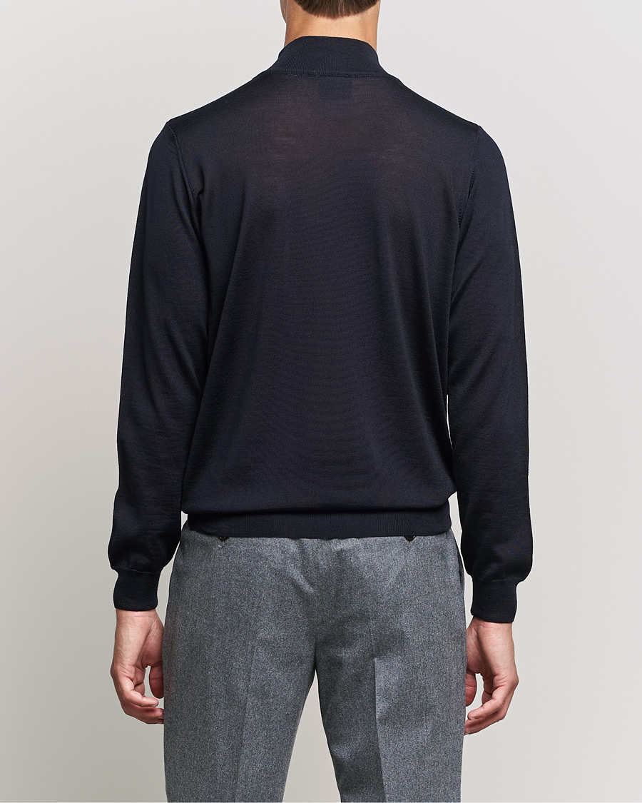 Homme | Pulls Et Tricots | Oscar Jacobson | Hilton Extrafine Merino Mock Neck Navy