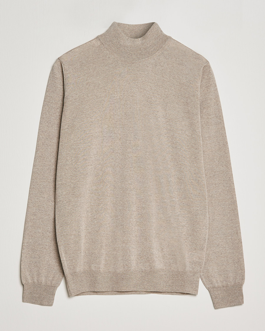 Homme | Pulls Et Tricots | Oscar Jacobson | Hilton Extrafine Merino Mock Neck Beige