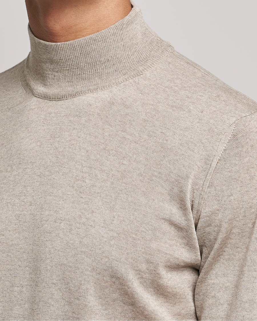 Homme | Pulls Et Tricots | Oscar Jacobson | Hilton Extrafine Merino Mock Neck Beige