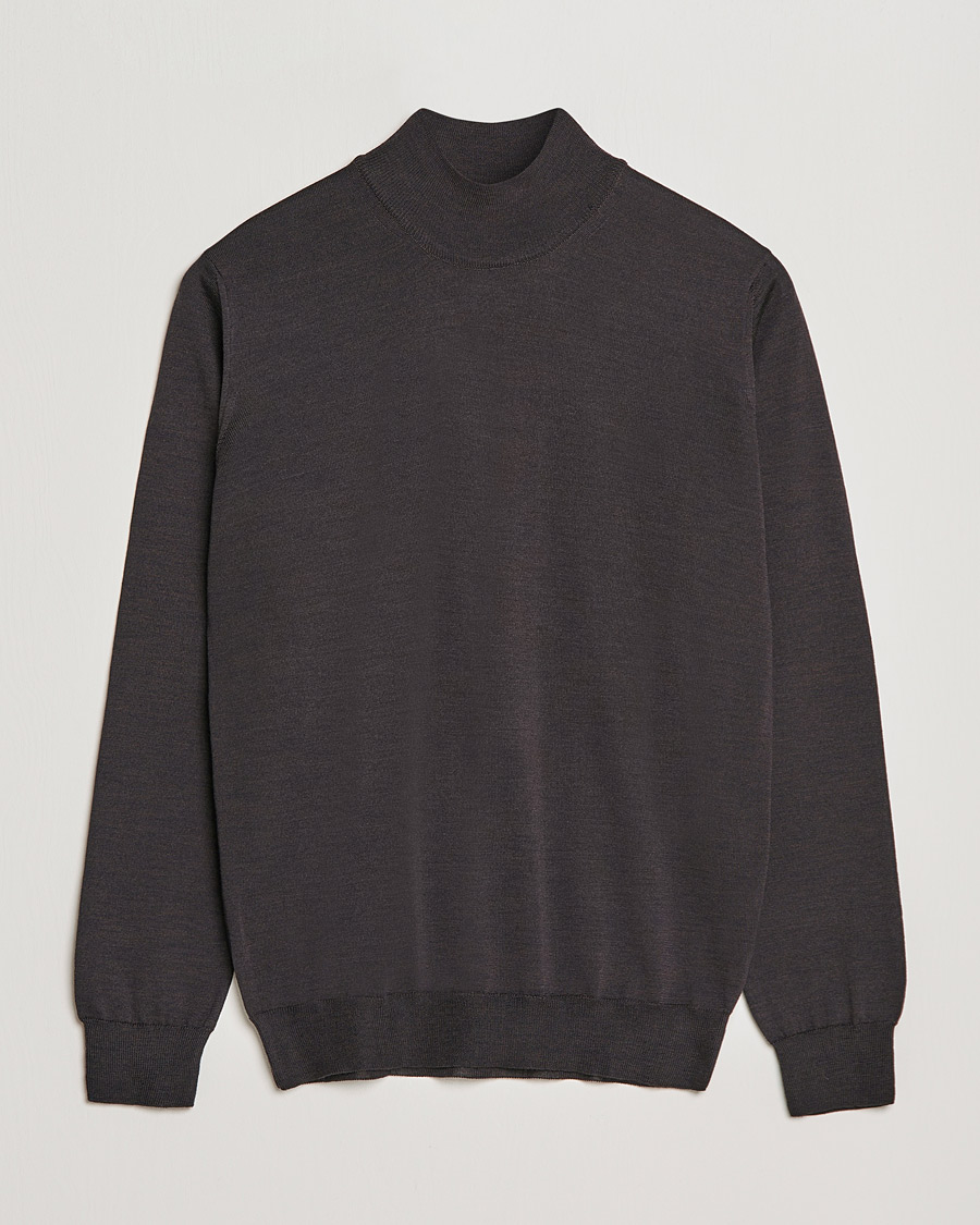 Homme | Pulls Et Tricots | Oscar Jacobson | Hilton Extrafine Merino Mock Neck Brown