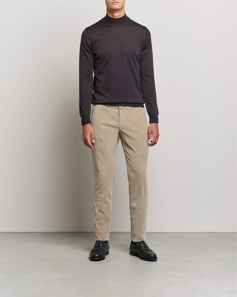 Homme | Pulls Et Tricots | Oscar Jacobson | Hilton Extrafine Merino Mock Neck Brown