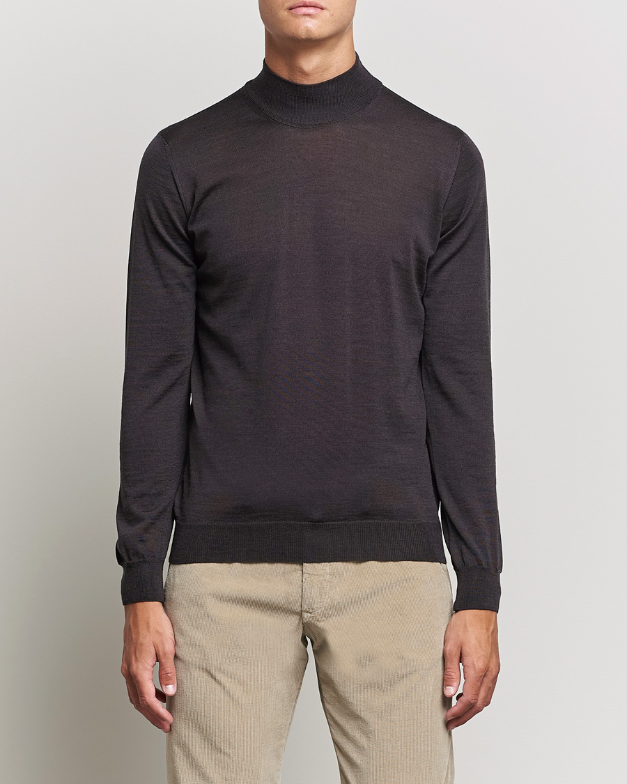 Homme | Pulls Et Tricots | Oscar Jacobson | Hilton Extrafine Merino Mock Neck Brown