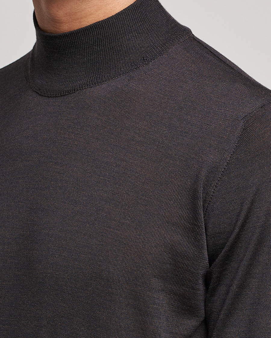 Homme | Pulls Et Tricots | Oscar Jacobson | Hilton Extrafine Merino Mock Neck Brown