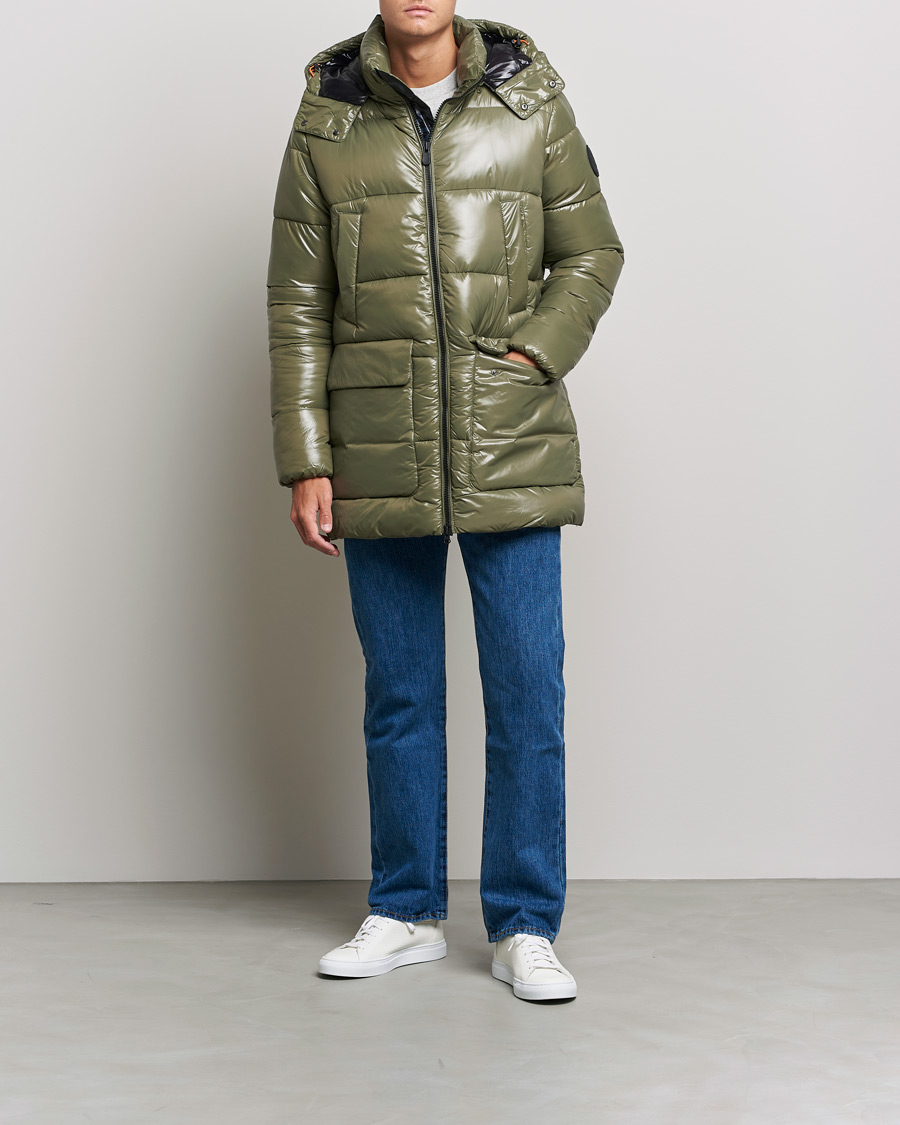Homme | Manteaux Et Vestes | Save The Duck | Christian Long Padded Puffer Jacket Laurel Green