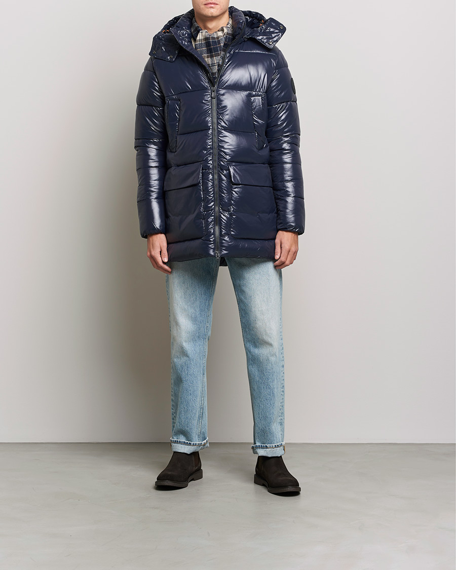 Homme | Manteaux Et Vestes | Save The Duck | Christian Long Padded Puffer Jacket Blue Black