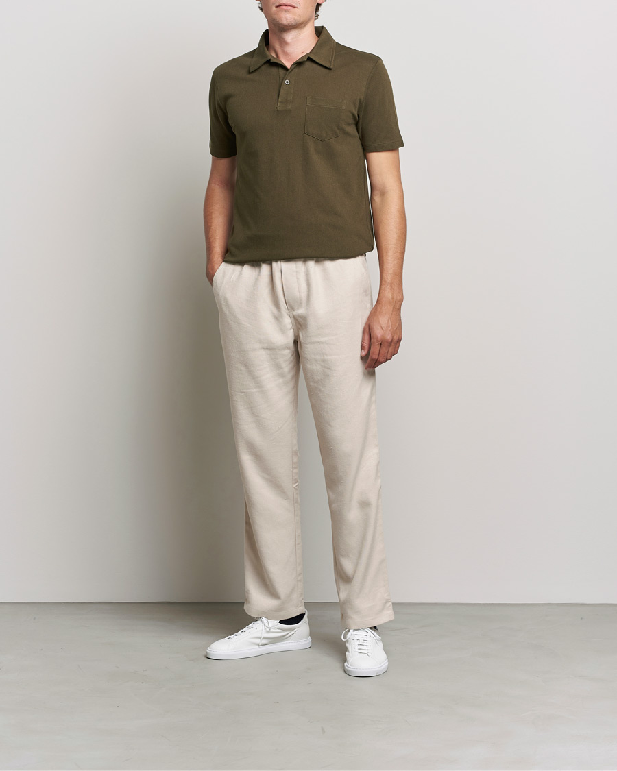Homme | Polos | Sunspel | Riviera Polo Shirt Dark Moss
