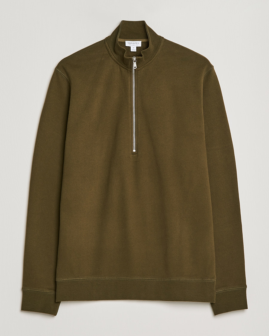 Homme | Pulls Et Tricots | Sunspel | Loopback Half Zip Sweatshirt Dark Moss