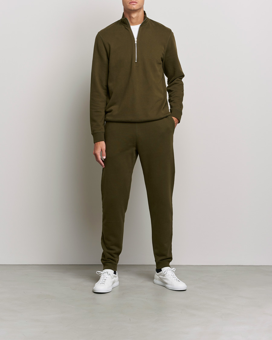 Homme | Pulls Et Tricots | Sunspel | Loopback Half Zip Sweatshirt Dark Moss