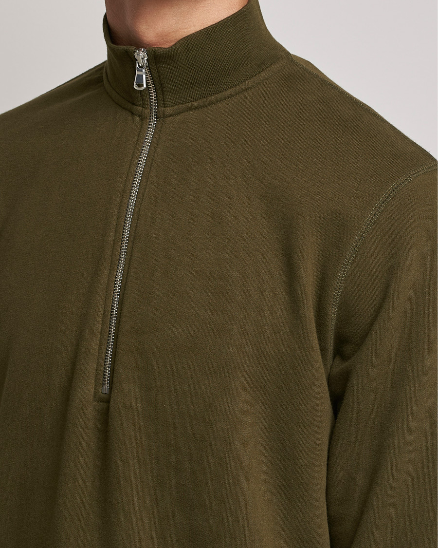 Homme | Pulls Et Tricots | Sunspel | Loopback Half Zip Sweatshirt Dark Moss