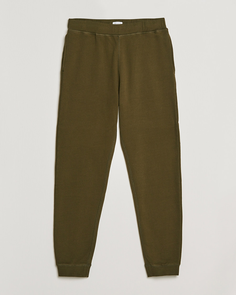 Homme | Pantalons | Sunspel | Cotton Loopback Track Pants Dark Moss