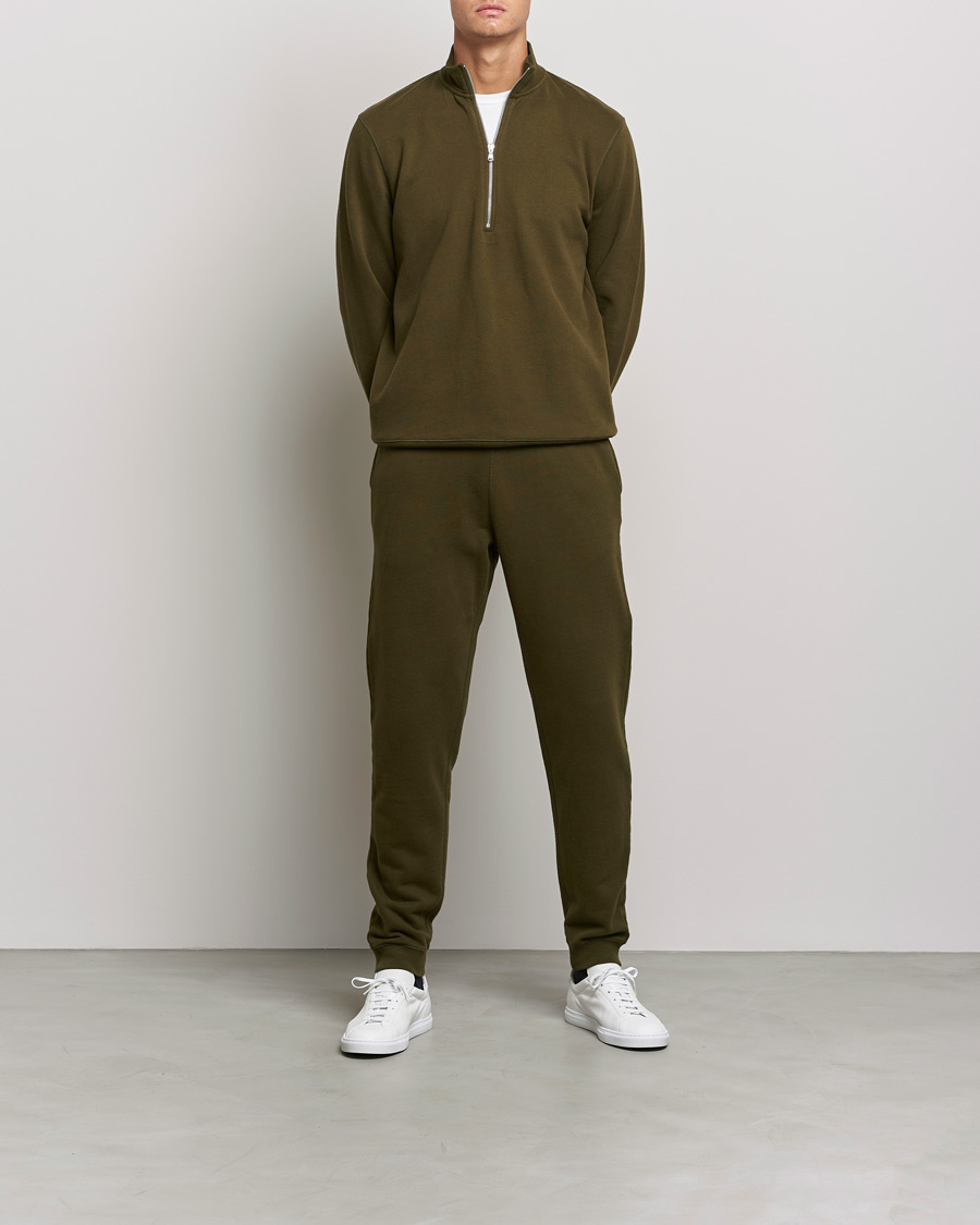 Homme | Pantalons | Sunspel | Cotton Loopback Track Pants Dark Moss