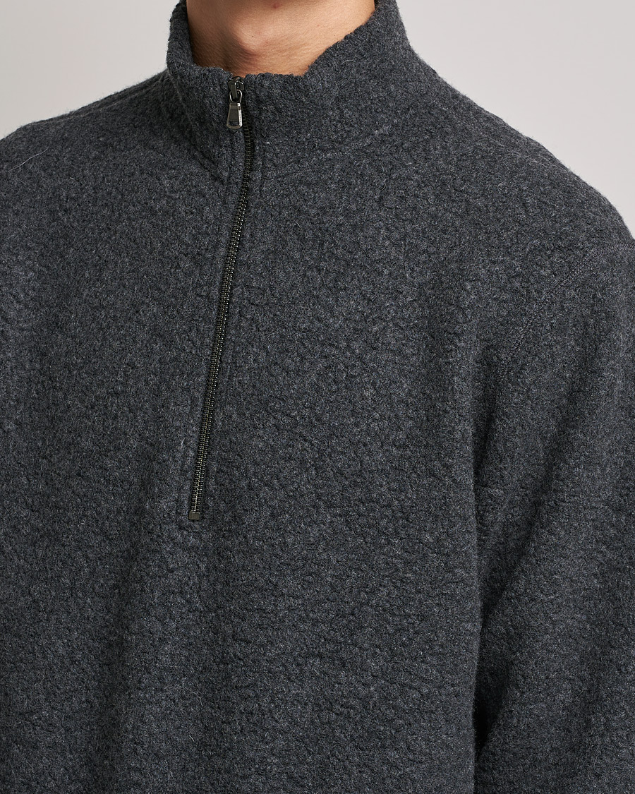 Homme | Pulls Et Tricots | Sunspel | Eco Wool Half Zip Fleece Charcoal Melange
