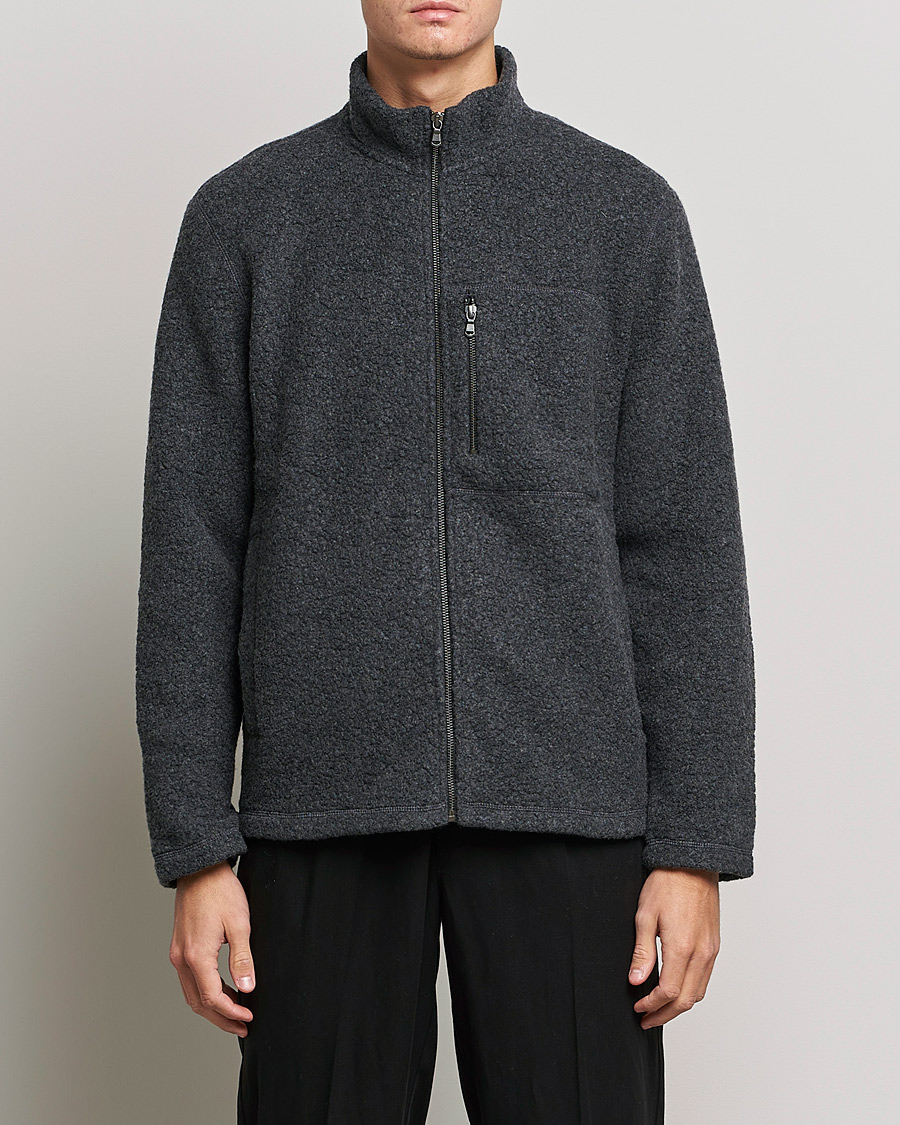 Homme | Pulls Et Tricots | Sunspel | Eco Wool Full Zip Fleece Jacket Charcoal Melange