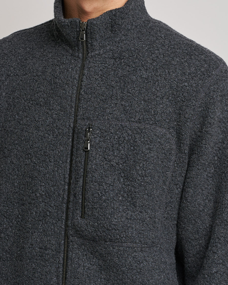 Homme | Pulls Et Tricots | Sunspel | Eco Wool Full Zip Fleece Jacket Charcoal Melange