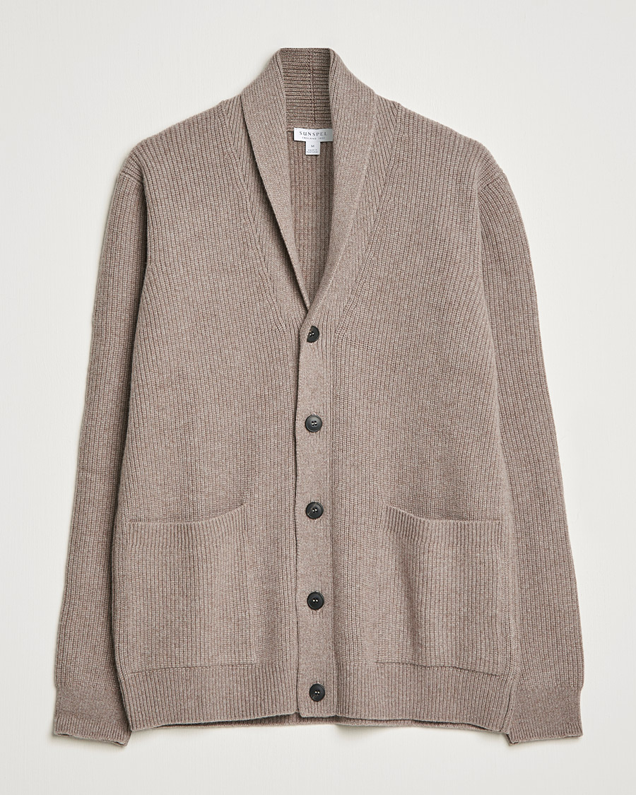 Homme | Pulls Et Tricots | Sunspel | Lambswool/Cashmere Shawl Cardigan  Oatmeal Melange