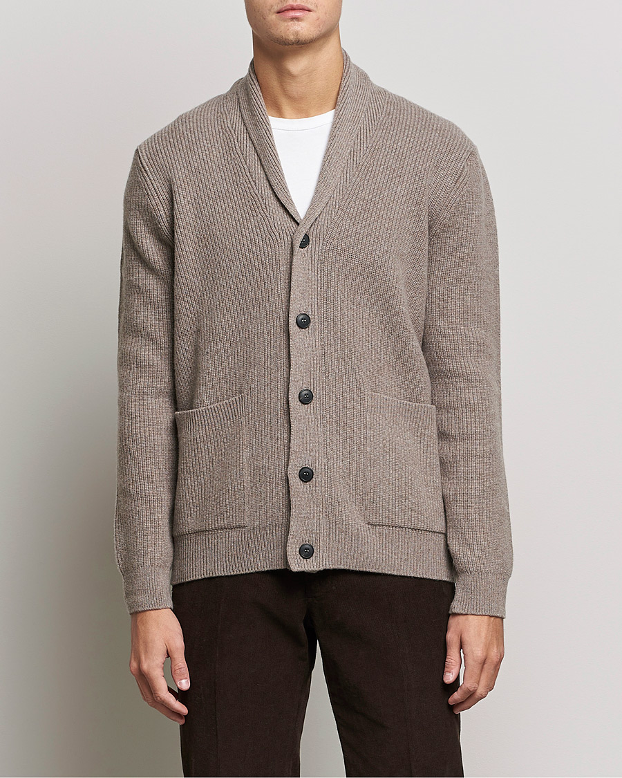 Homme | Pulls Et Tricots | Sunspel | Lambswool/Cashmere Shawl Cardigan  Oatmeal Melange