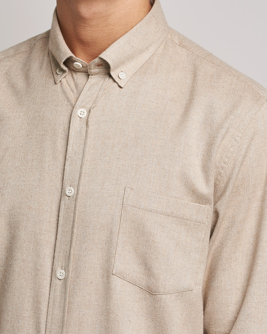 Homme | Chemises | Sunspel | Brushed Cotton Flannel Shirt Oatmeal Melange